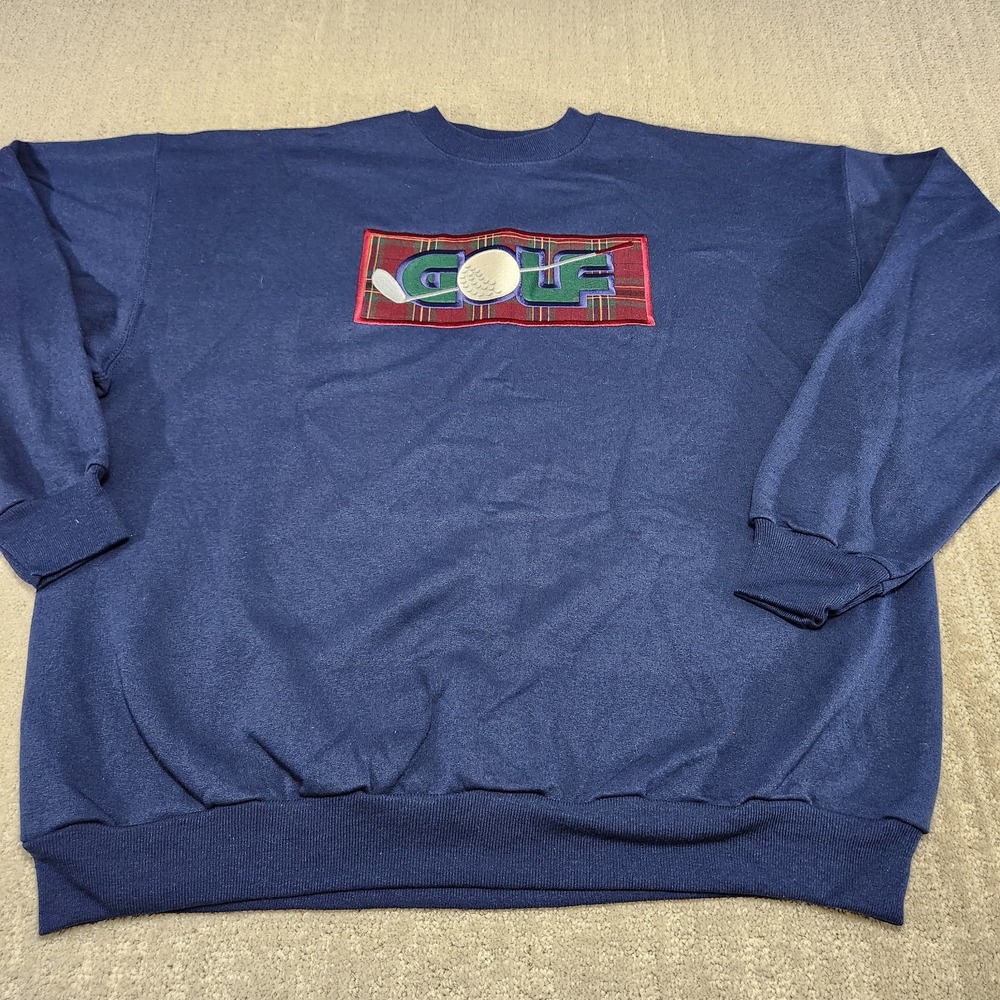 Vintage Golf Sweatshirt Men XL Grandpa Sweater Embroidered Crewneck Old Money